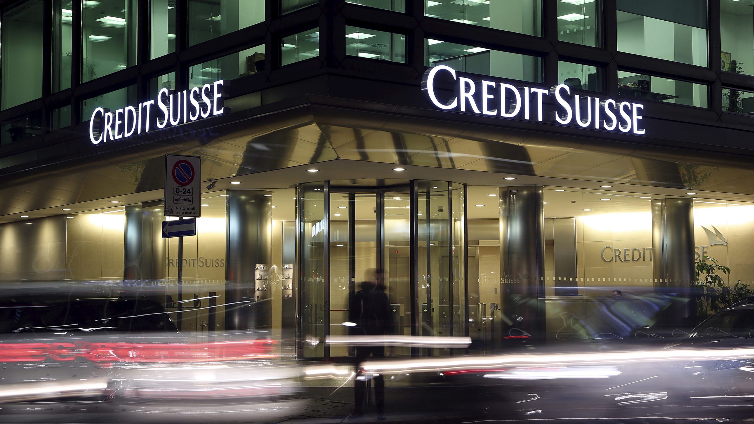 The Credit Suisse logo is seen at the headquarters in downtown Milan