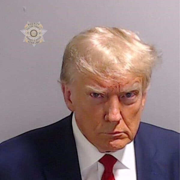 A mugshot of Donald Trump.