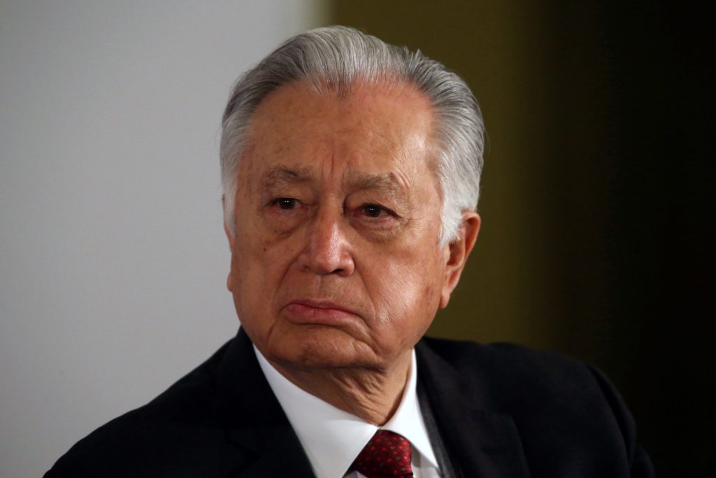 Federal Commission of Electricity (CFE) Director Manuel Bartlett attends a news conference at the National Palace in Mexico City